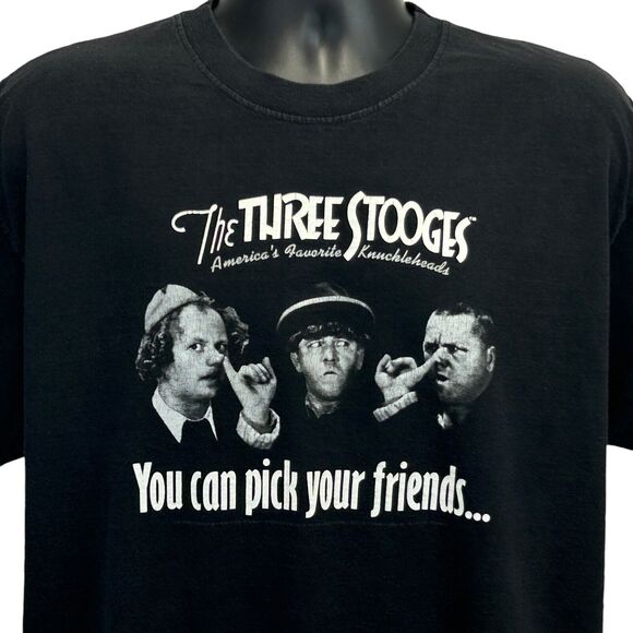 Vintage The Three Stooges T Shirt Mens Large You Can Pick Your Friends Tee Black - Picture 1 of 8